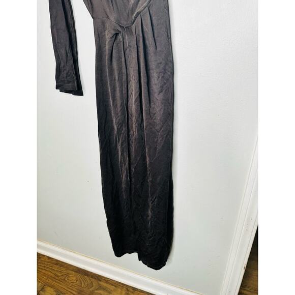 SOMETHING NAVY Black Jersey One Shoulder Long Sleeve Mid-Cutout Gown Medium - Picture 9 of 16
